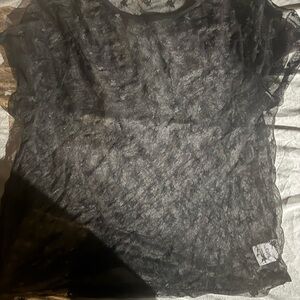 Chic Black Sheer Short Sleeve Top